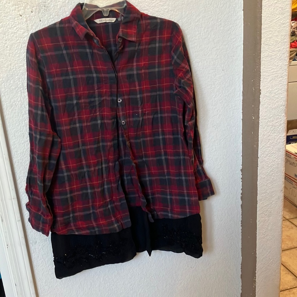 FINAL MARKDOWN Soft surroundings unique flannel blouse xs
